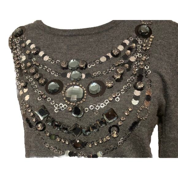 Tory Burch Cashmere Womens Sweater Size M Luxury Boho Embellished Whimsigoth - Picture 4 of 12